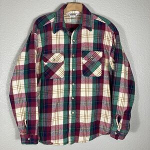 VTG Five Brother Plaid Flannel 2XL Cabin Gorp Button Up Shirt Heavyweight USA